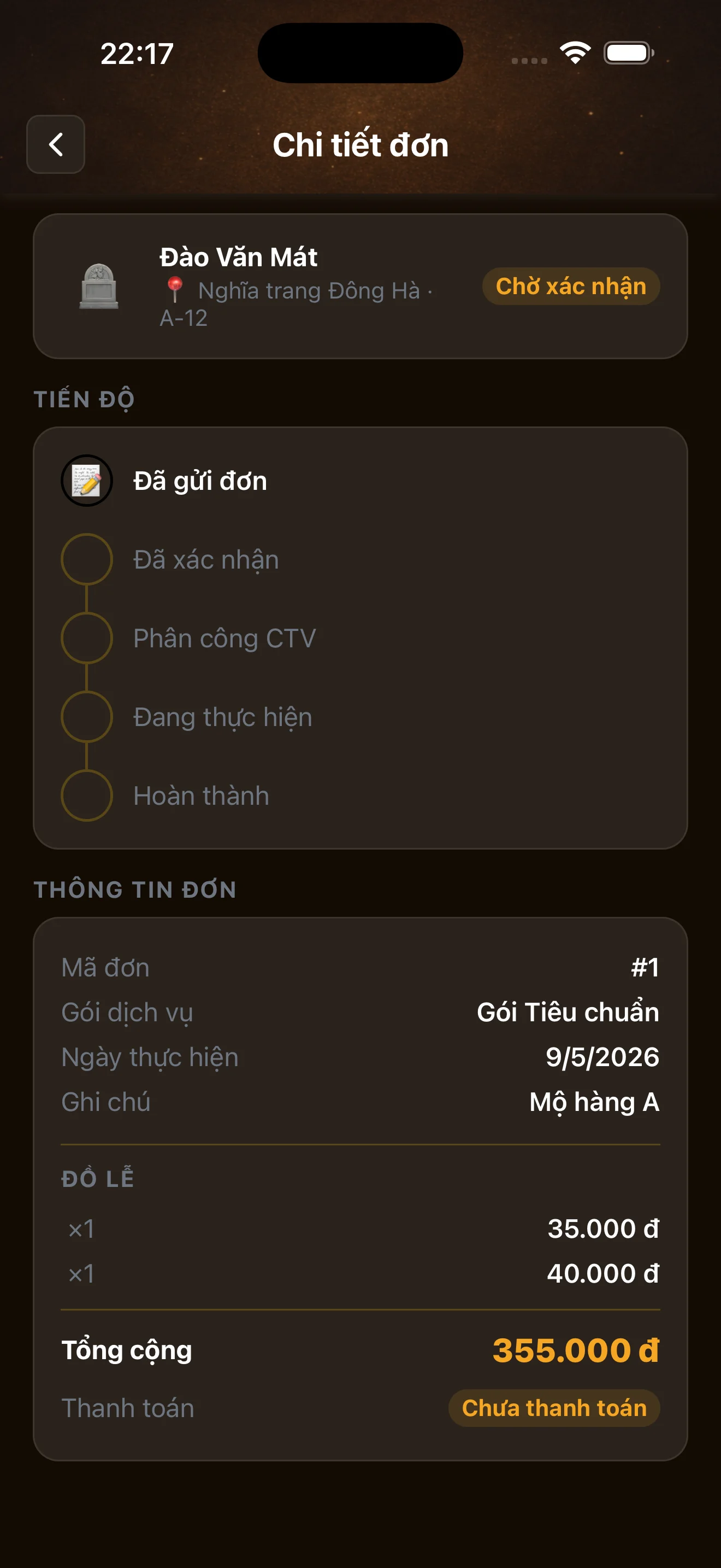 Báo cáo chăm sóc mộ phần