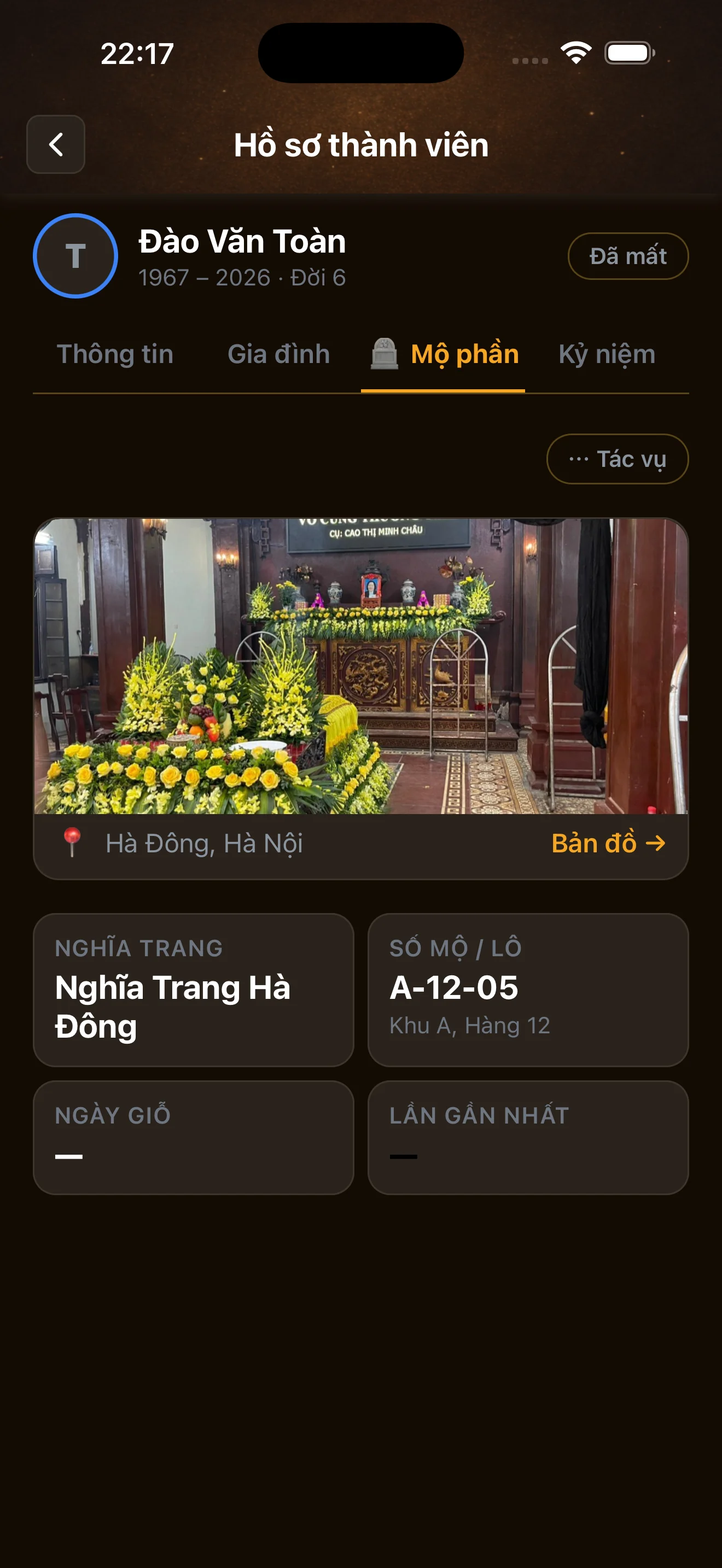 Hồ sơ thành viên — mộ phần